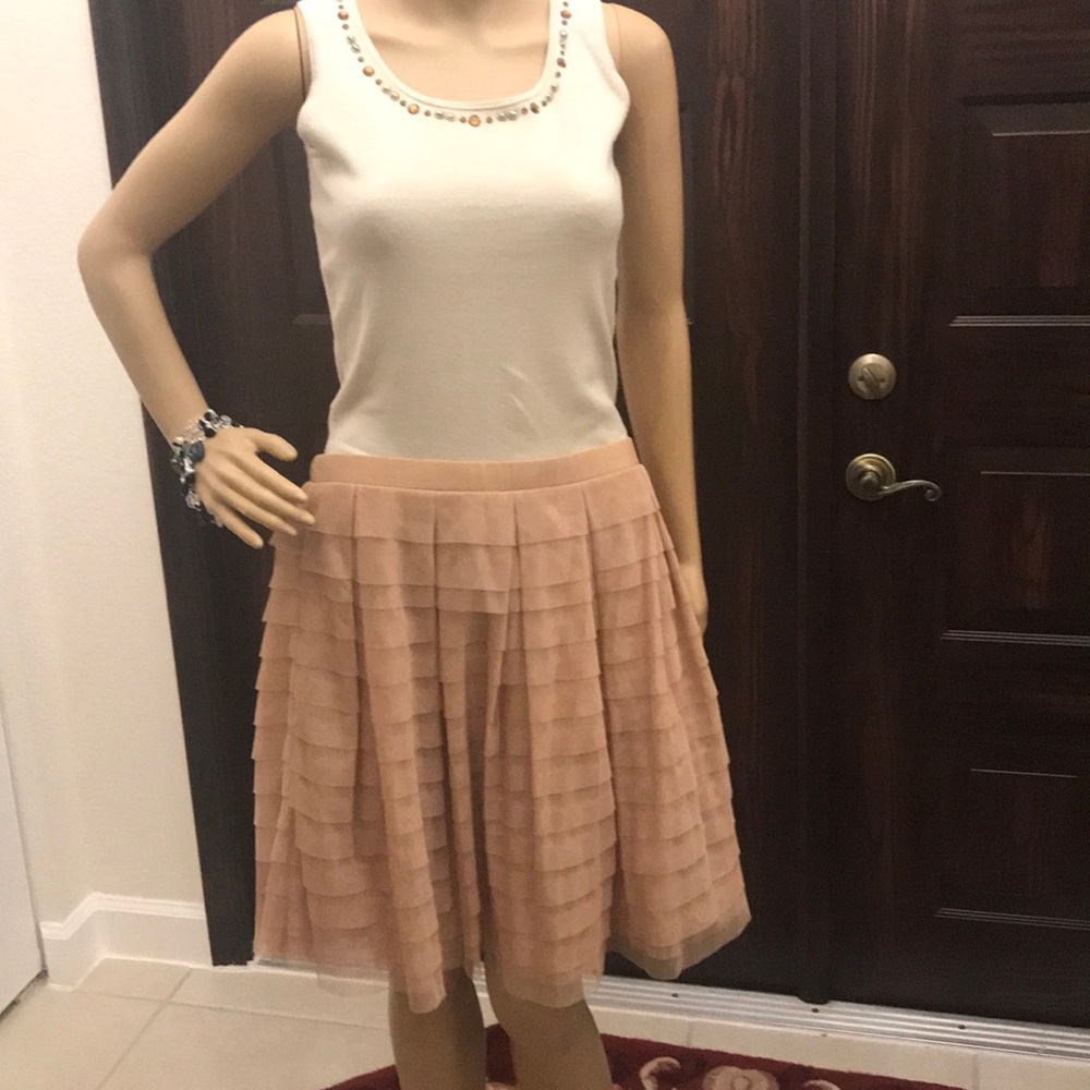 BCBGMaxAzria Blush Layered A-Line Skirt - Picture 2 of 8